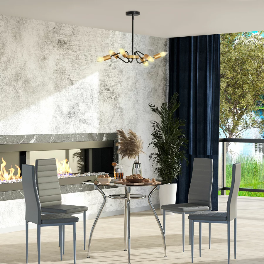 HOMCOM Hängeleuchte im Industrie-Design Schwarz, Gold