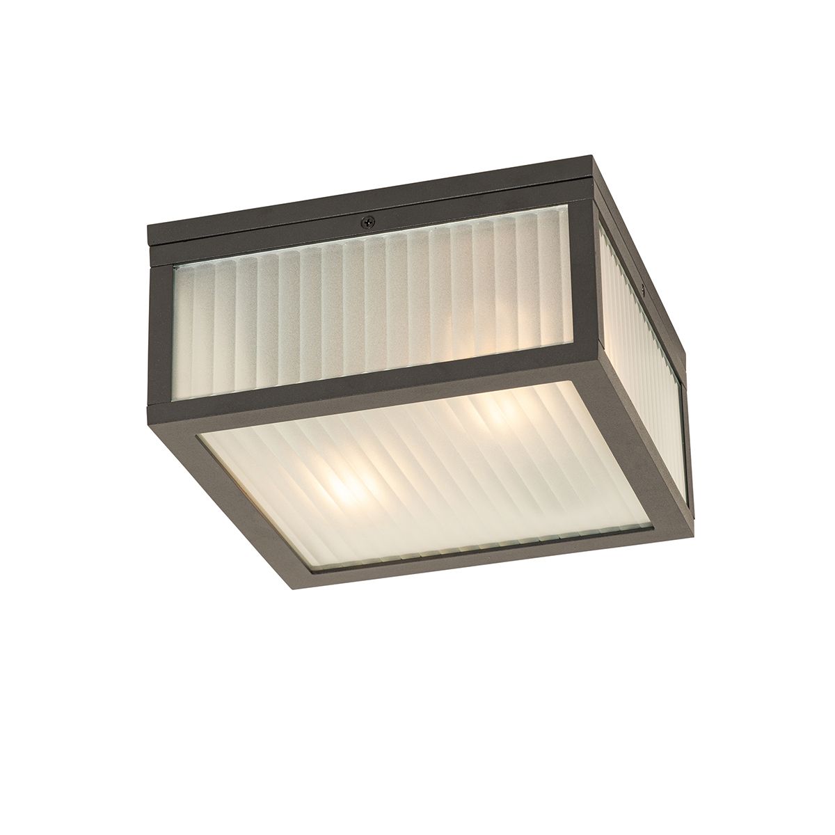 Smart buiten plafondlamp zwart met ribbel glas incl. Wifi A60 - Charlois