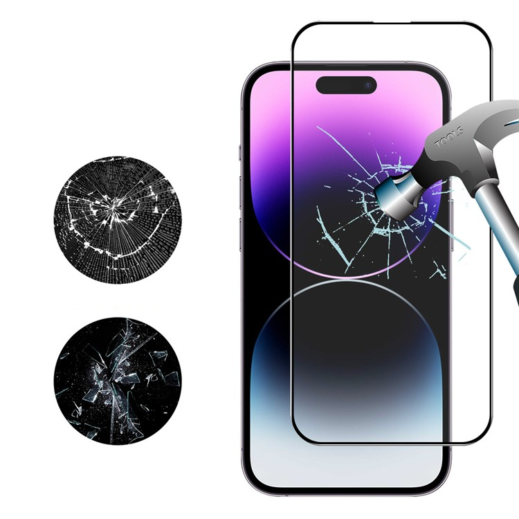 iPhone 14 Pro Max Full-Screen Vollbild Panzer Glas mit Rahmen   Montagerahmen