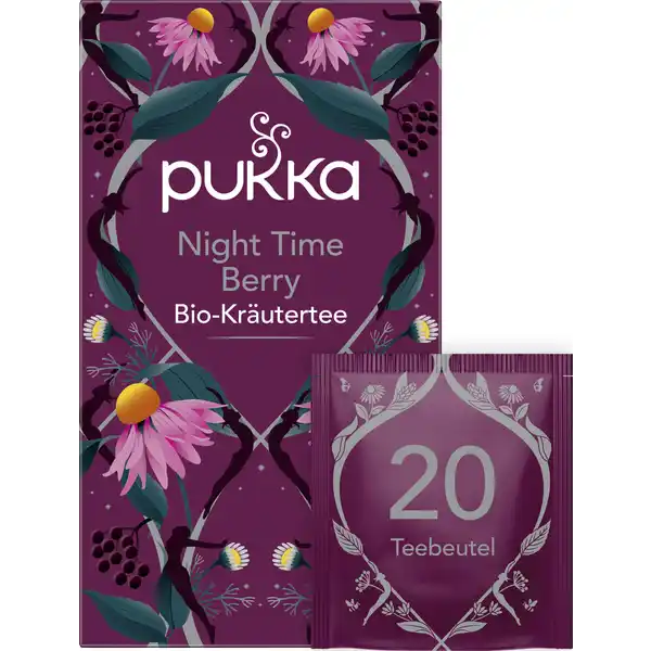 Bio-Kräutertee Night Time Berry, mit Beeren, Echinacea und Kamille