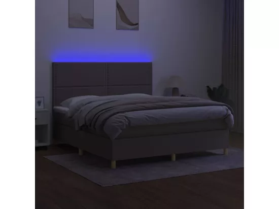Sommier tapissier avec matelas et LED Taupe 160x200 cm Tissu