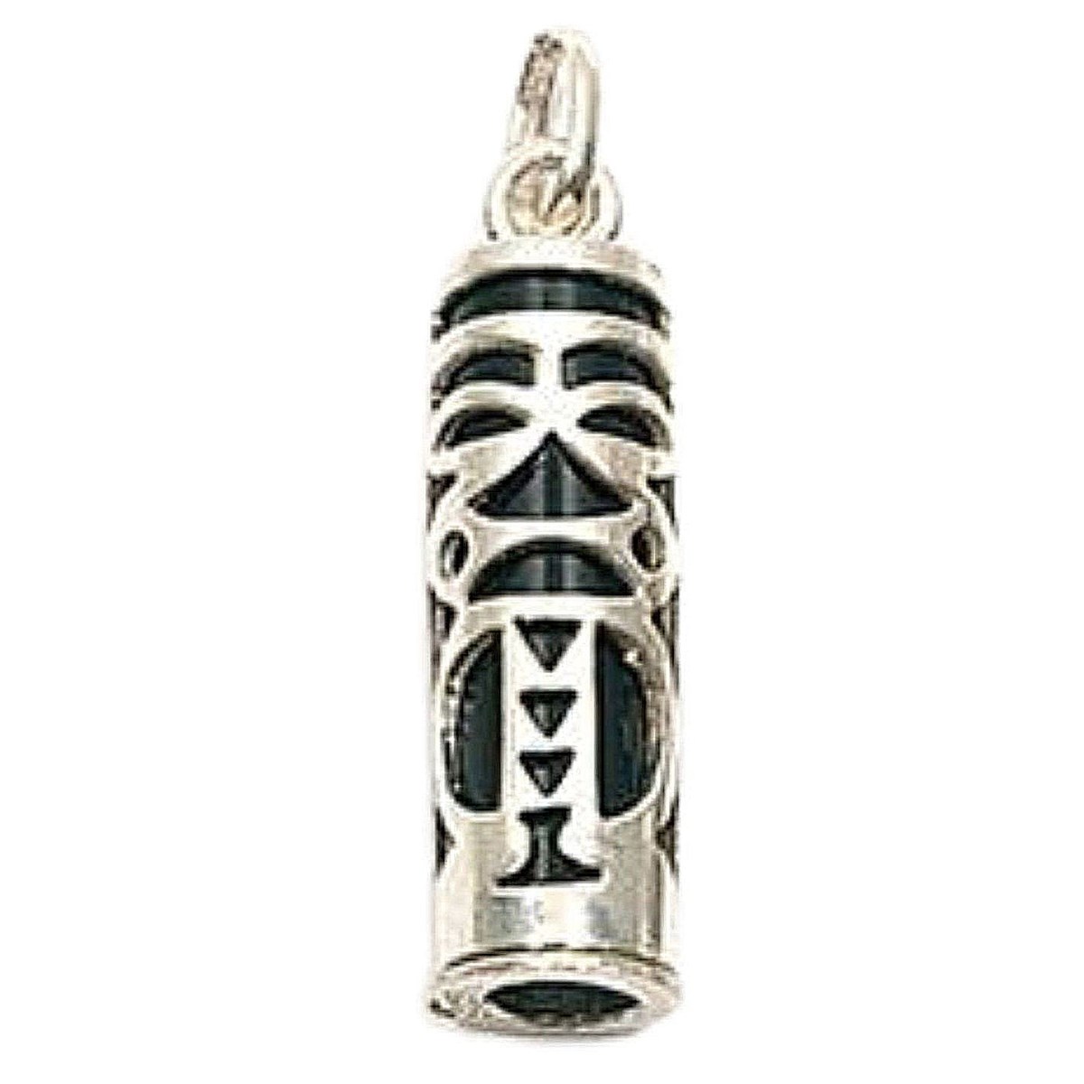 Pendentif Tiki Polynésien noire en argent 925°/00 + chaîne 3cm symbole tendresse