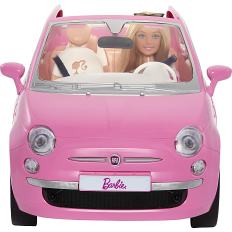 Barbie dukke med Fiat 500