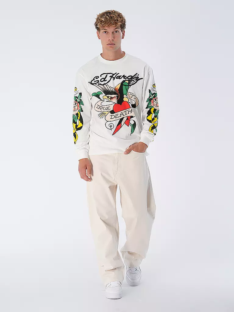 ED HARDY T-Shirt TRUE TILL ROSE SNAKE weiss