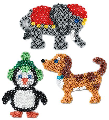 Hama Midi - Bügelperlensteckplatten - 3er-Pack - Hund, Elefant &
