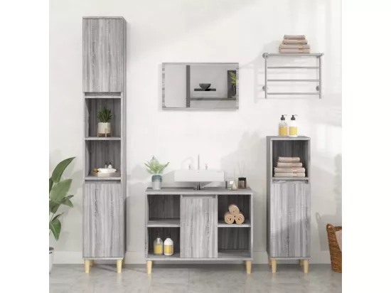 Meuble d'évier sonoma gris 80x33x60 cm bois d'ingénierie