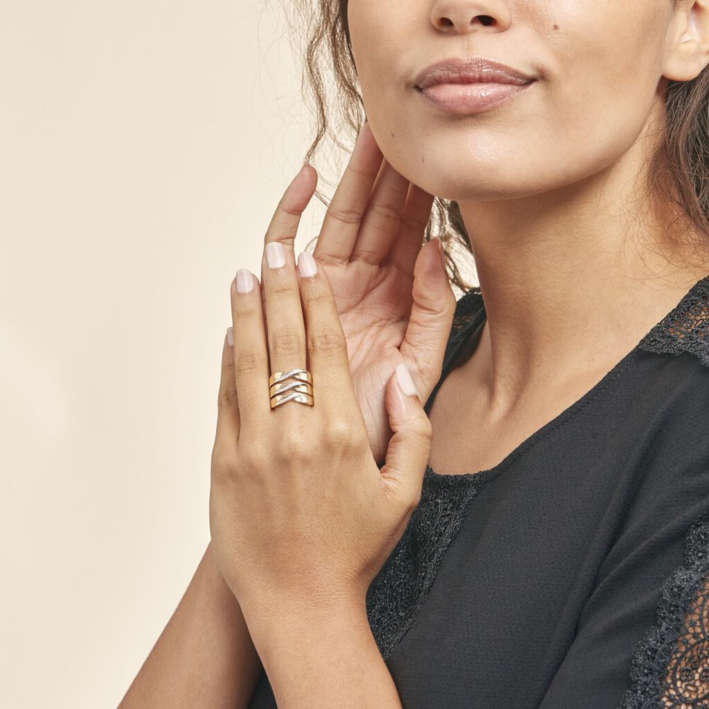 Bague Catharine 3 Rangs Or Jaune Diamant