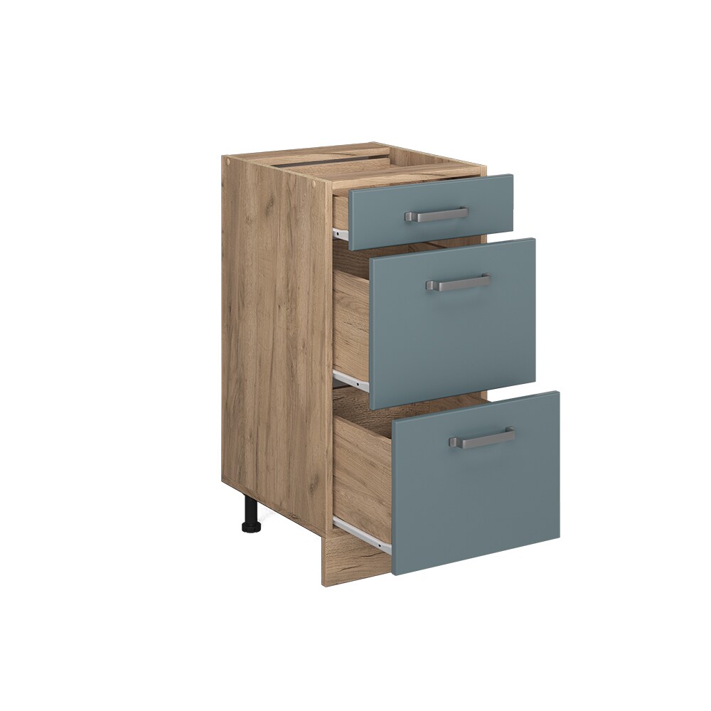 Vicco Schubladenunterschrank Küchenschrank R-Line Solid Eiche Blau Grau 40 cm modern