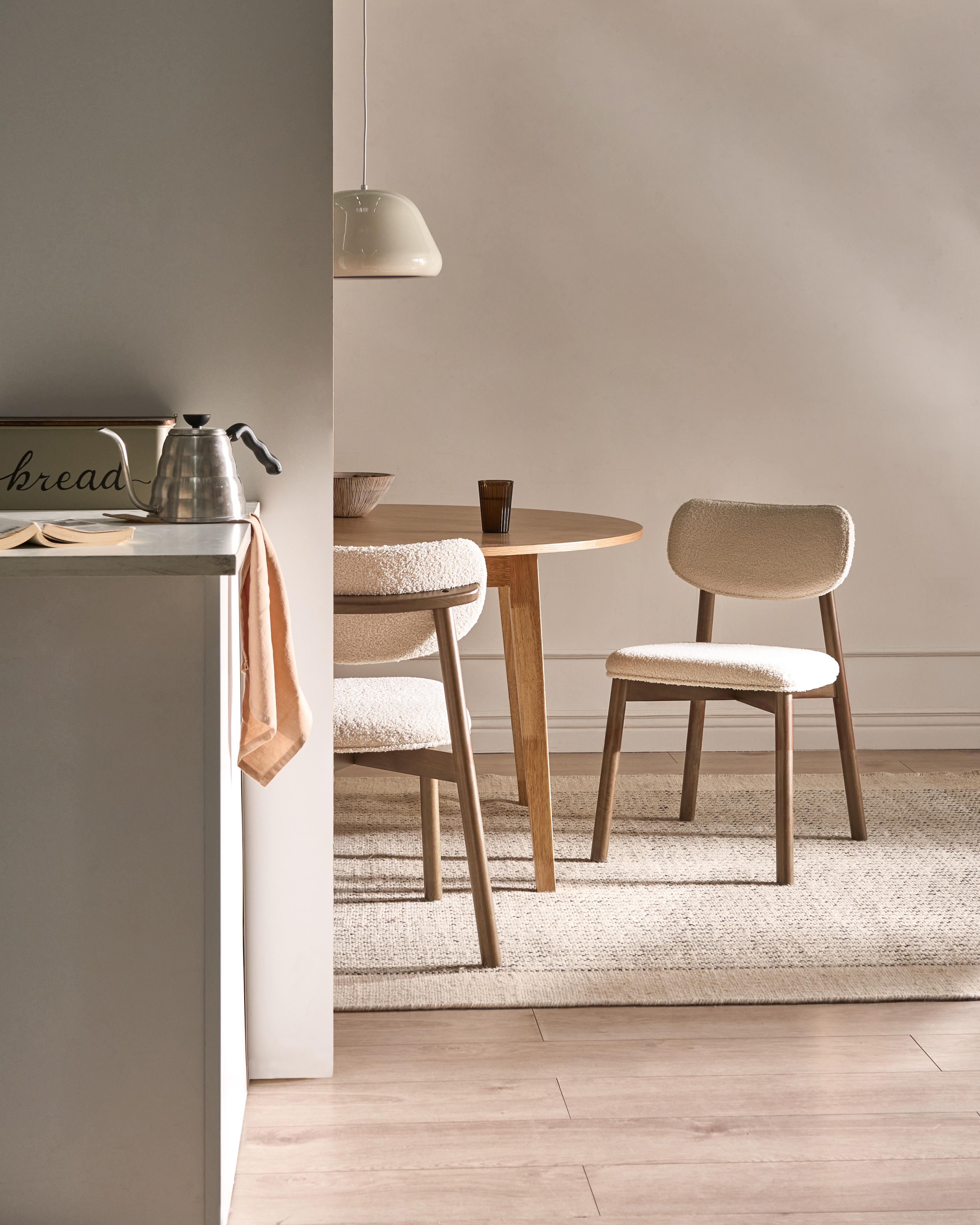 Set van 2 eetkamerstoelen MILLS Bouclé Donkerbruin/beige