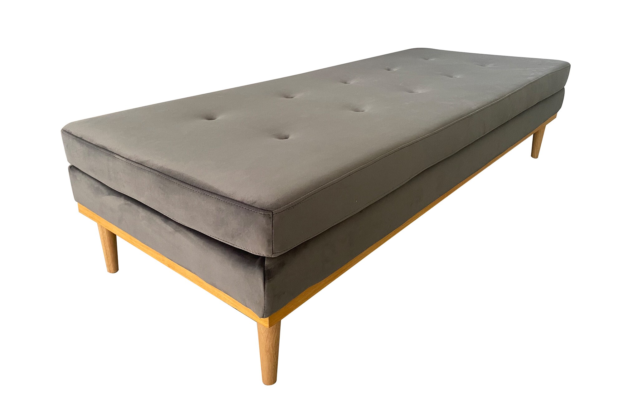 Daybed Samt grau Gästebett Tagesbett Bett Relaxliege Lounge