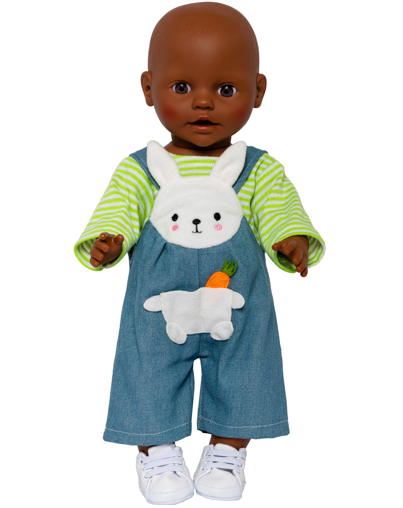 Puppen-Latzhose BUNNY LOU mit Ringelshirt (28-35cm)