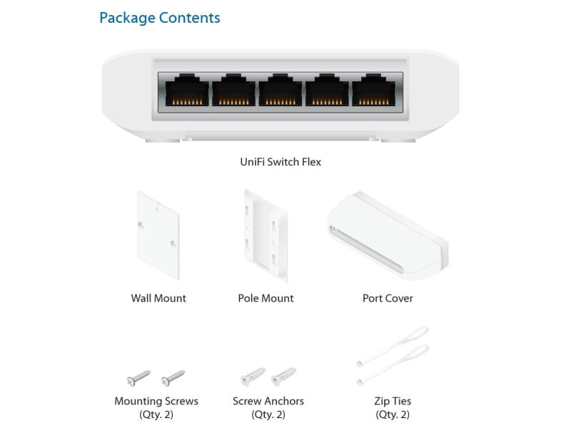 Ubiquiti PoE Switch Unifi USW-FLEX 5 Port UniFi Indoor/Outdoor 5-Port PoE Gigabit Switch mit 802.3bt PWR Input