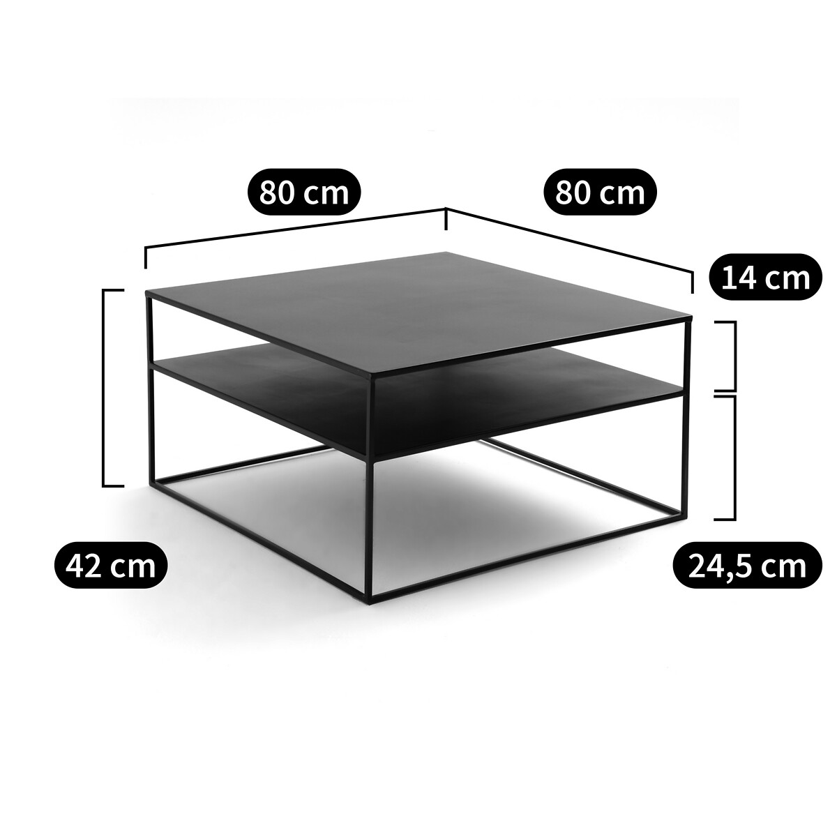 LA REDOUTE INTERIEURS<br>Mesa de centro quadrada em aço, Miva
