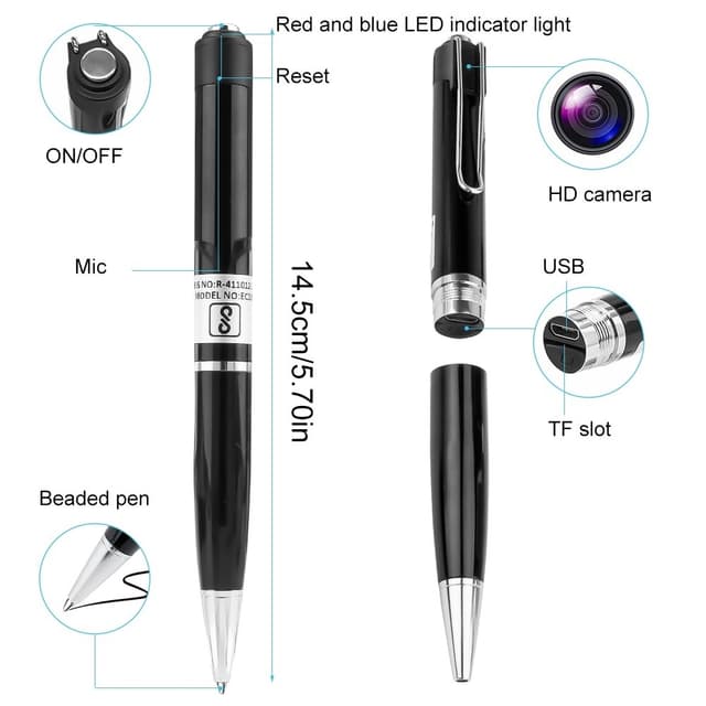 1080P Skjult kamera Pen Videooptagelse fotografi lomme