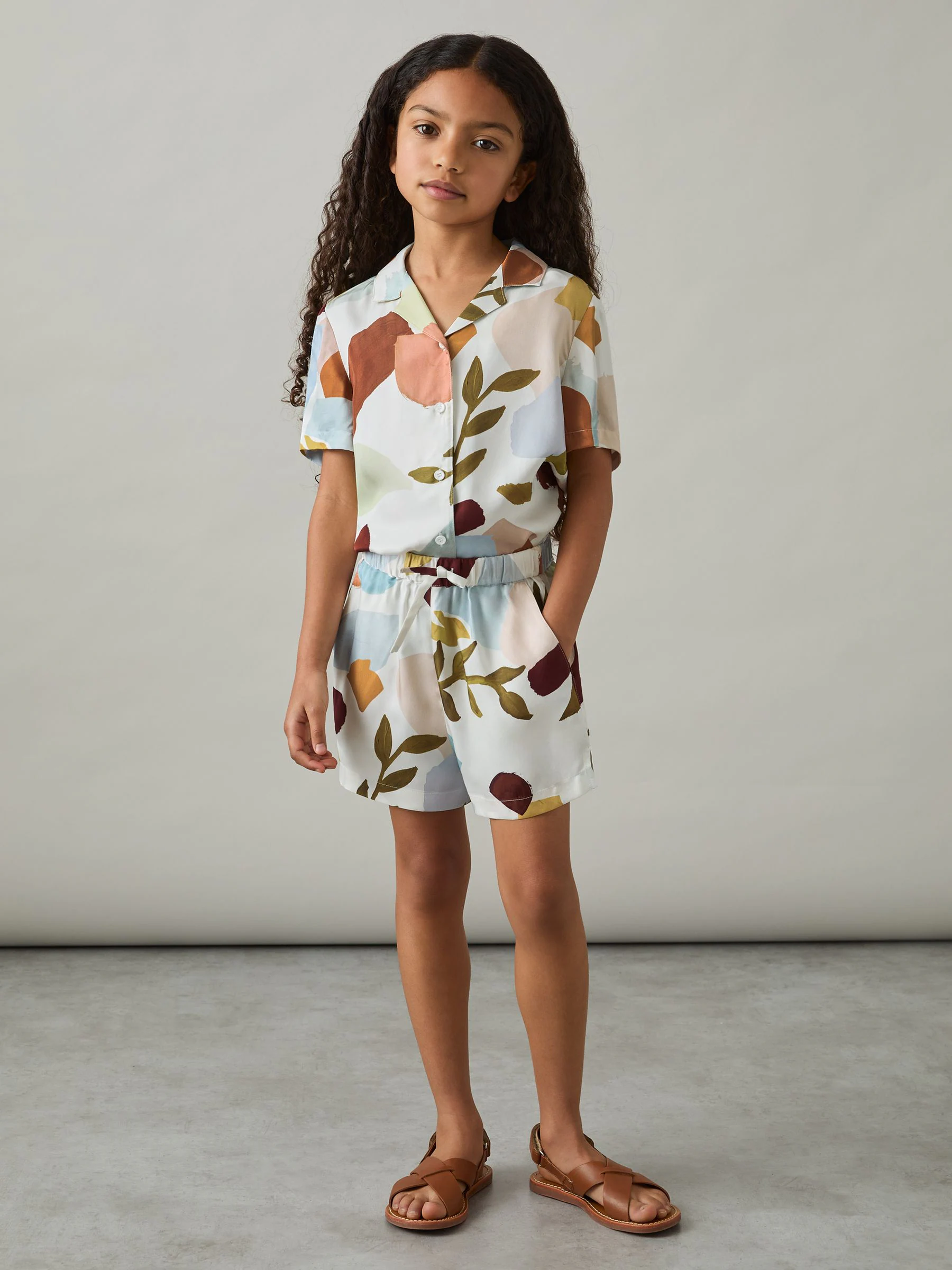 Reiss Tommi short met print en trekkoord in de taille