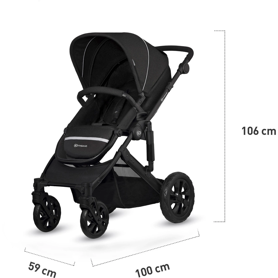 Kinderkraft Kinderwagen Prime Lite 3 in 1 Mink Pro Black