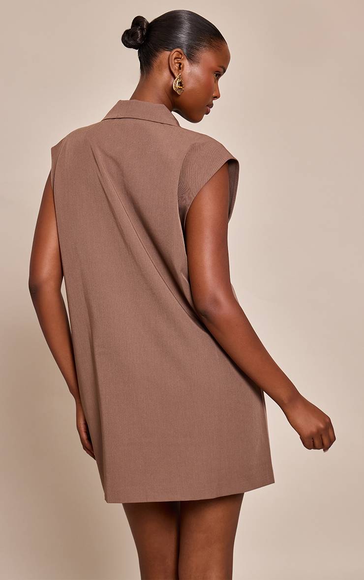 Taupe Robe Gilet Cintrée Tissée
