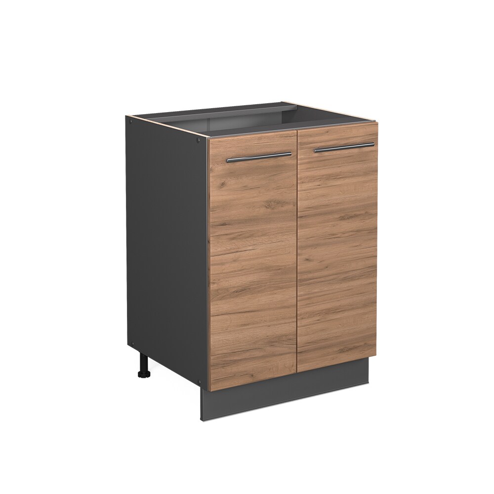 Vicco Unterschrank Küchenschrank Küchenmöbel Fame-Line Anthrazit Eiche modern 60 cm Küche Einbauküche Drehtür Einlegeboden Blende Küchenzeile