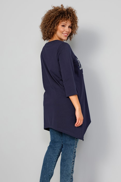 Longshirt, Pailletten-Schriftzug, Zipfelsaum