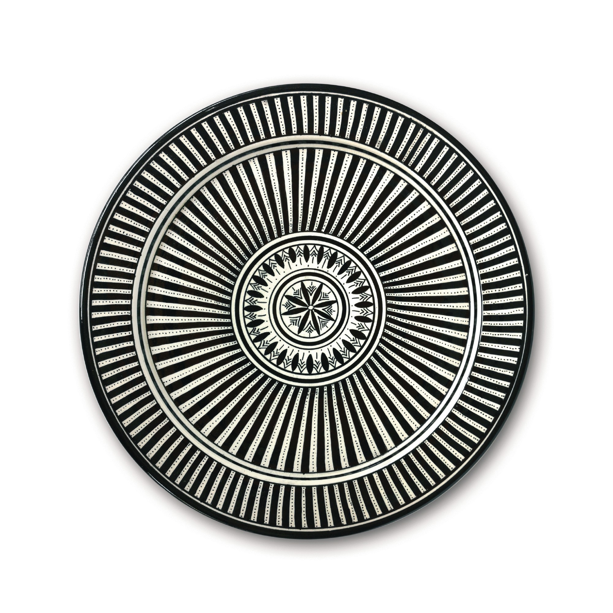 Zierteller, schwarz, weiß, Ø 40 cm, H 6 cm von fischer's lagerhaus