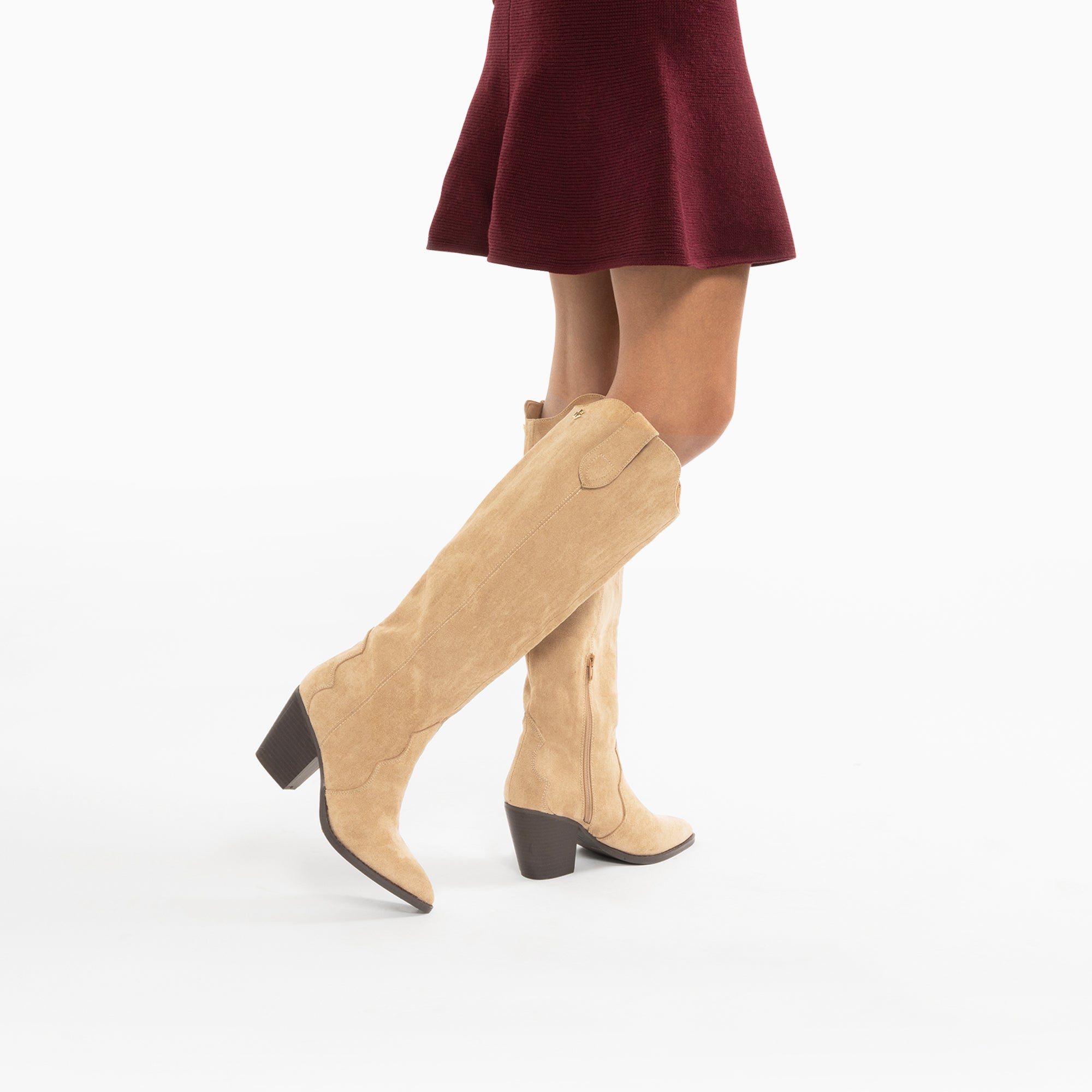 Bottes, Cuissardes-Bottes santiags Sharon beiges à talon