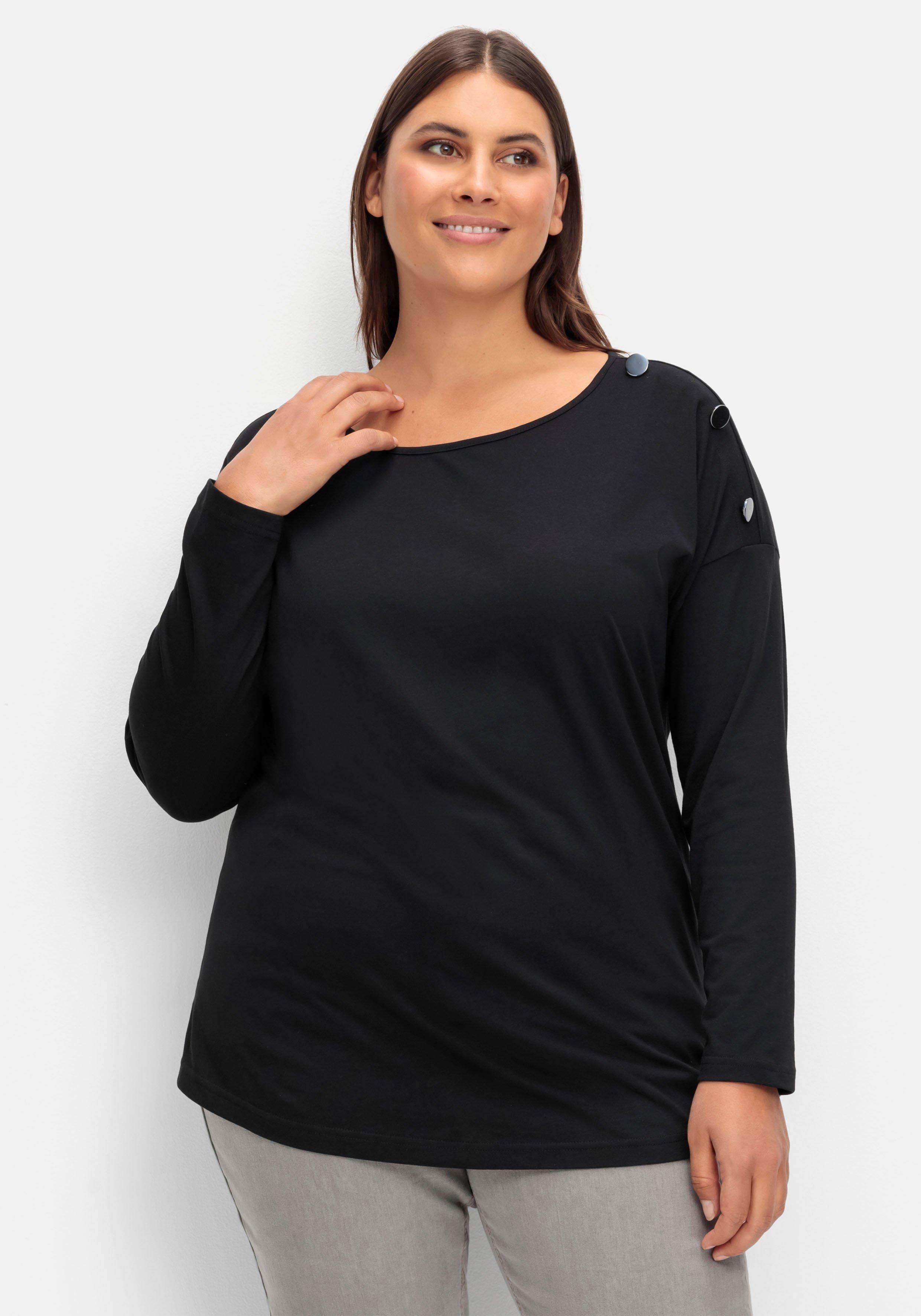Langarmshirt mit Schmuckknöpfen auf der Schulter