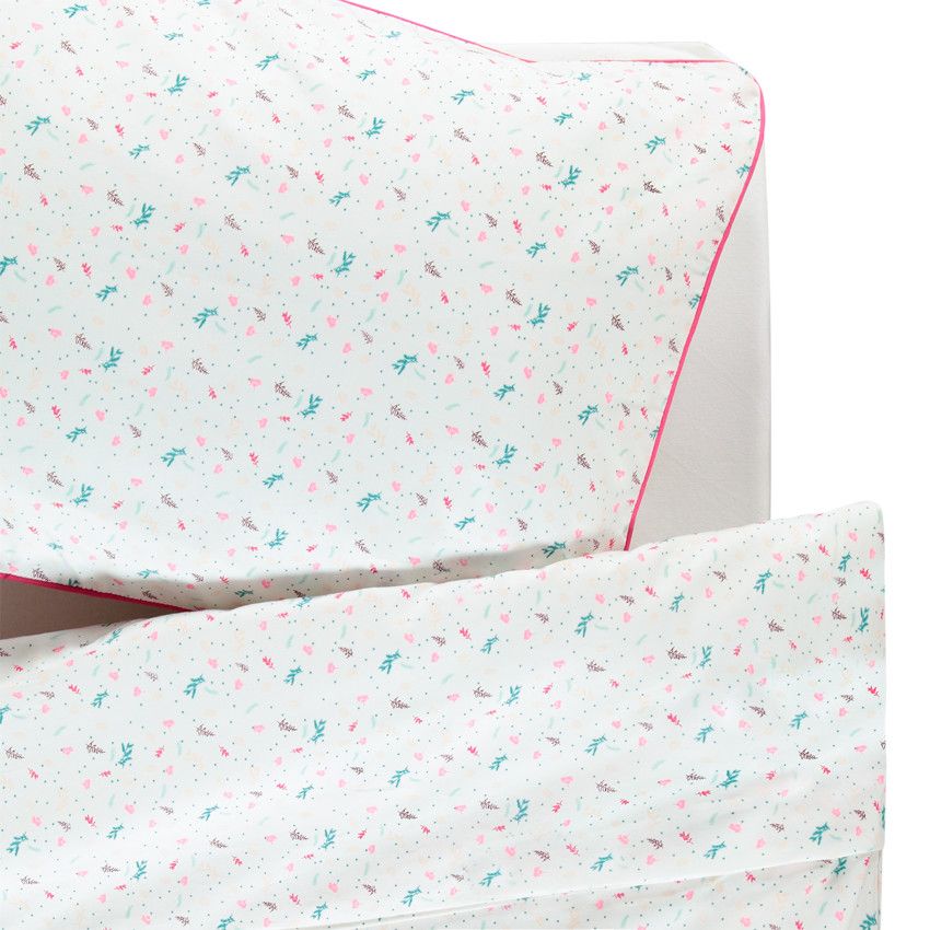 Parure de lit fille avec housse de couette et taie d'oreiller Poetic nature - Ecru