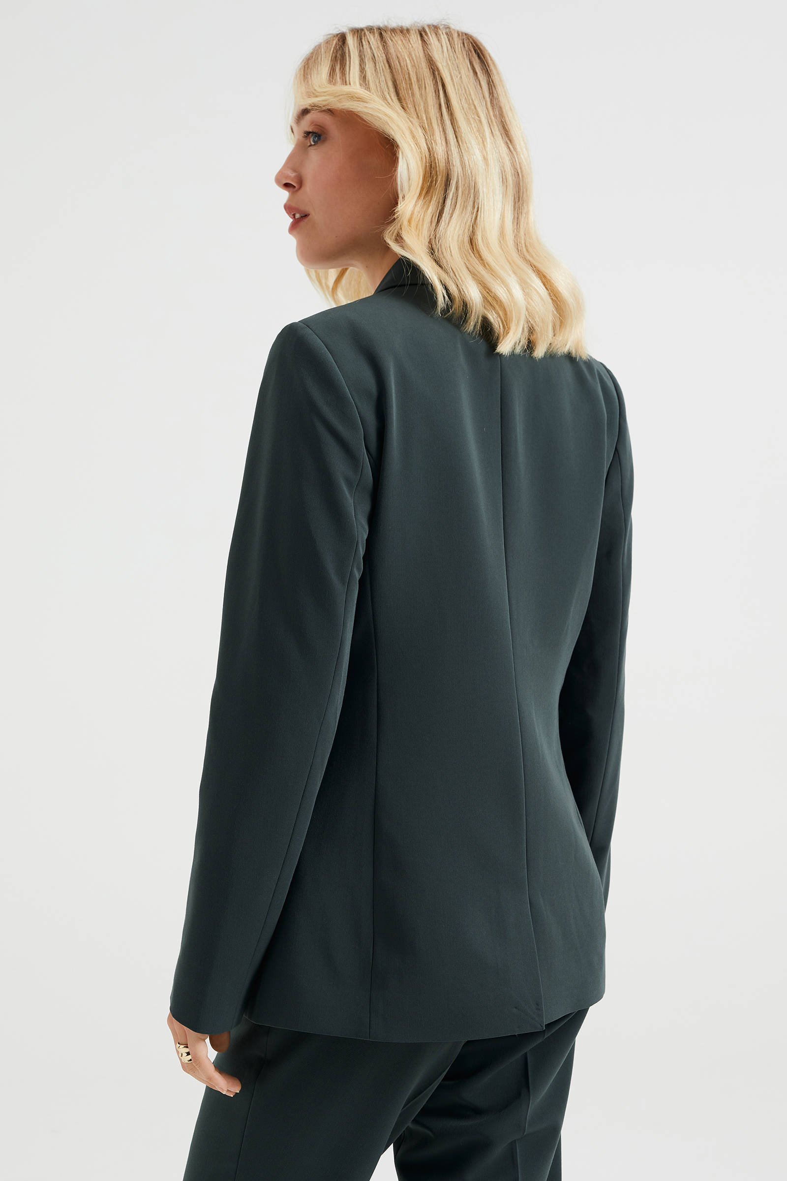 WE Fashion getailleerde blazer donkergroen