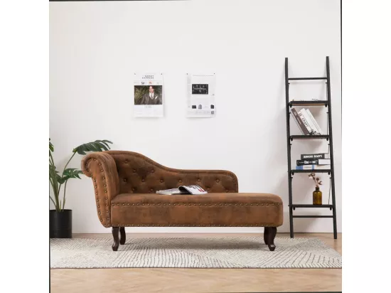 Prolenta Premium - Chaise longue Marron Similicuir daim