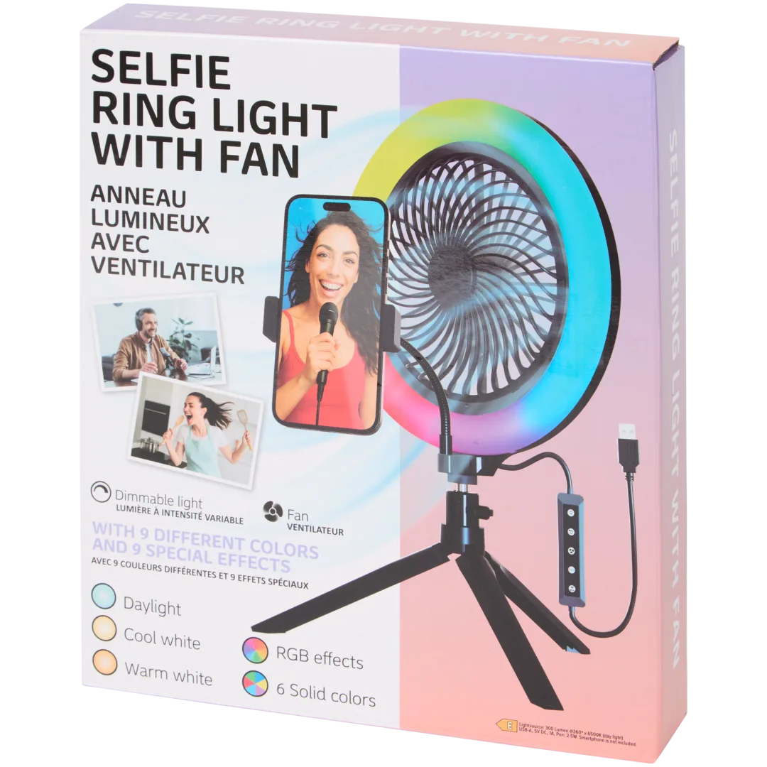 Anneau de selfie avec ventilateur Eurodomest