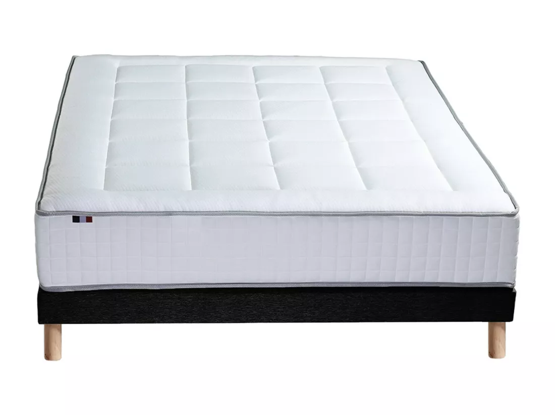 Ensemble matelas Ressorts 7 zones H28cm + sommier PALACIO 2 FABRICATION FRANCAISE Dimensions - 140 x 190 cm, Sommier - Noir