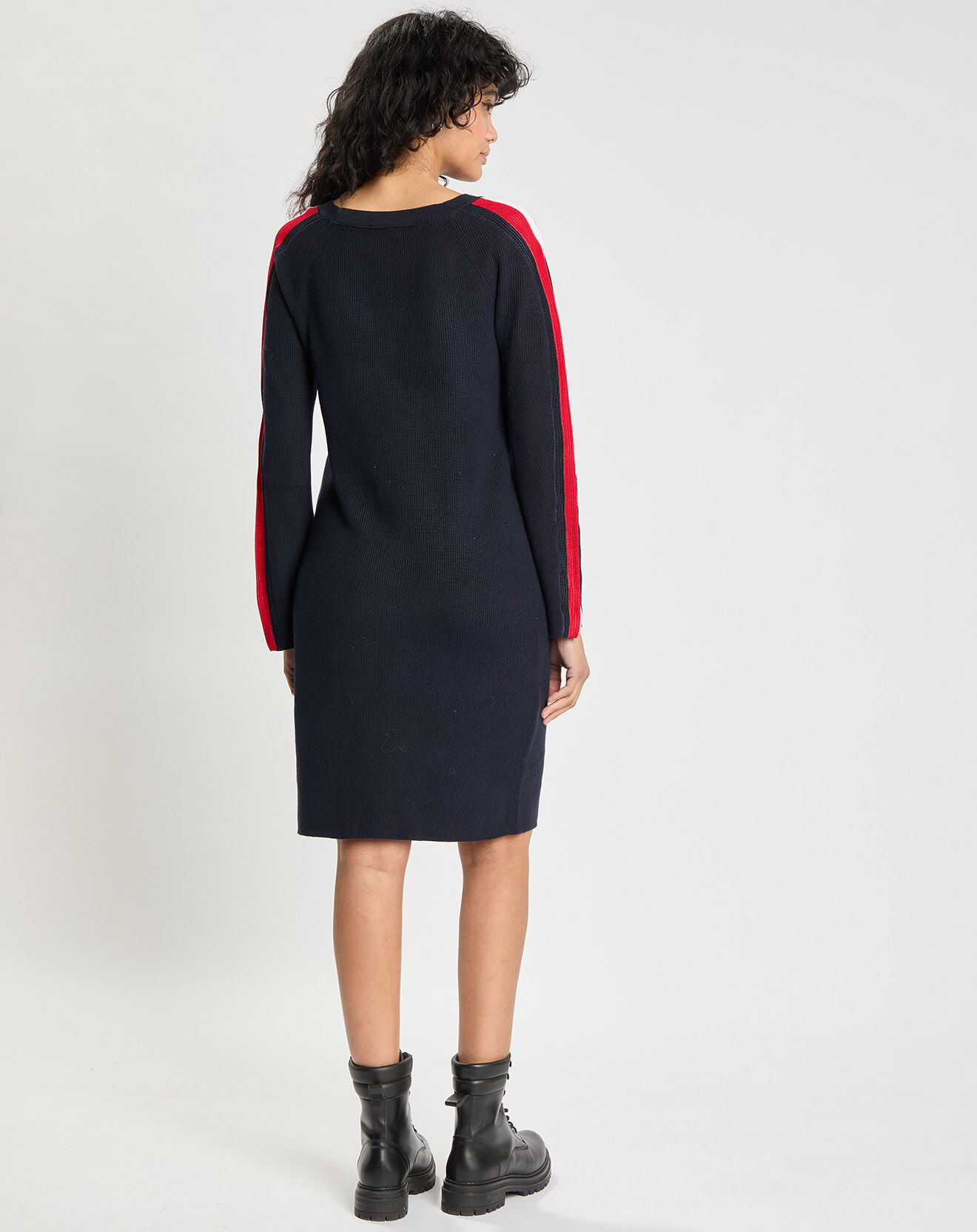 Tommy Hilfiger Robe pull droite Global Stripe bleu marine