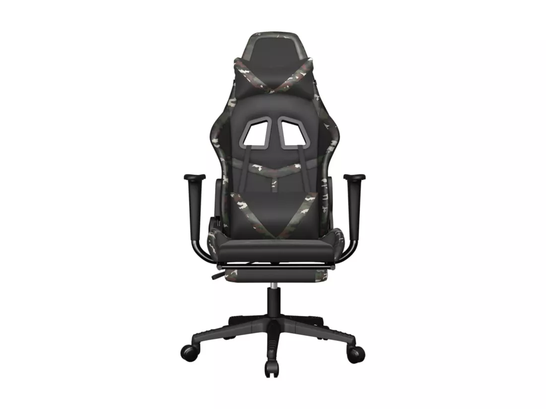 Chaise de jeu avec repose-pied Noir et camouflage Similicuir