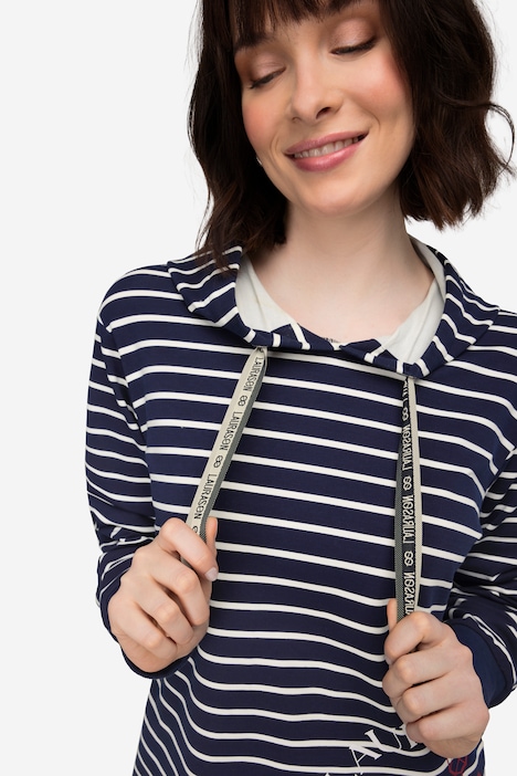 Hoodie, Ringel Sweater, Anker Print, Langarm