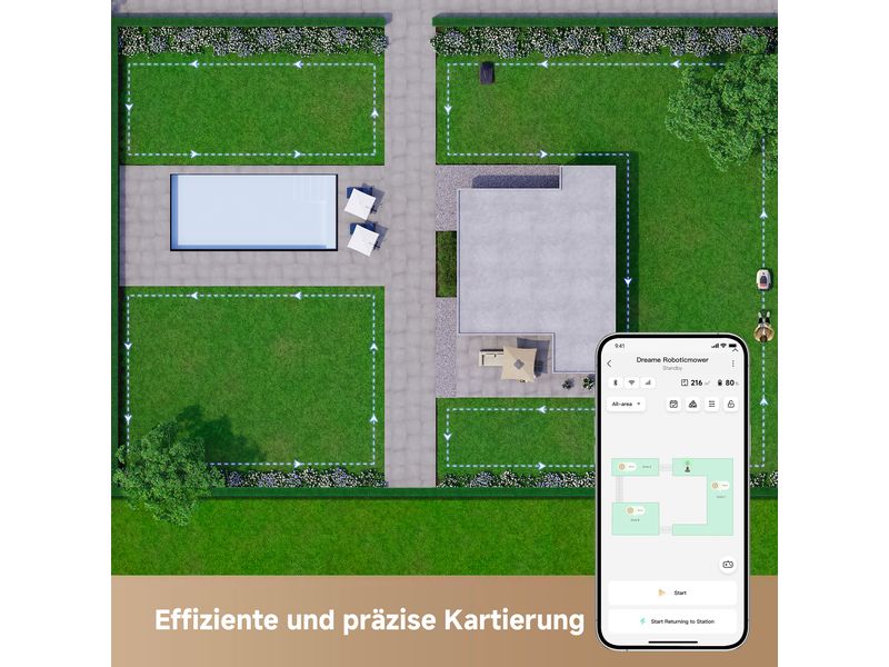Dreame Mähroboter A1 Pro 2000 m² Roboterrasenmäher für Rasenflächen bis zu 2000 m²