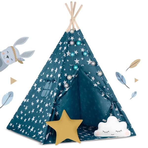 Hver liten eventyrer trenger sin egen tipi!Barneteltet i form av en indisk tipi er en populær interiørdetalj til barnerom.Hovedtrekk:- Naturmaterialer