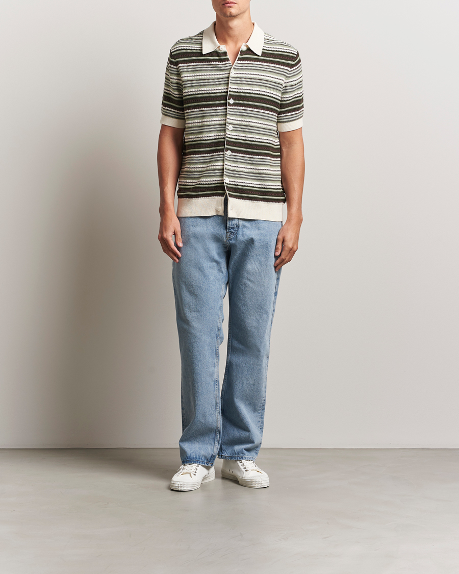 NN07 Nolan Knitted Striped Short Sleeve Shirt Multi