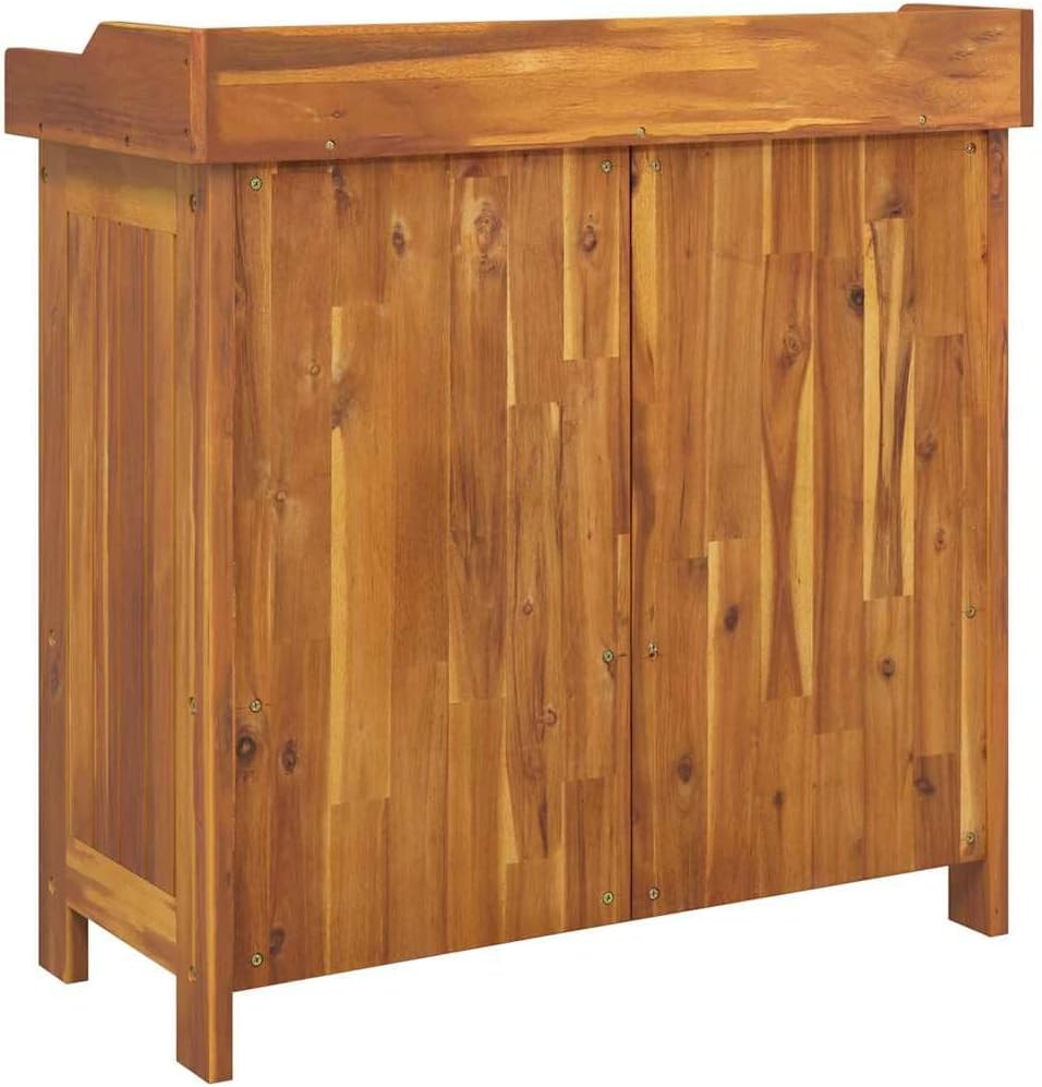 vidaXL Garten-Schrank mit Schubladen mit Tür Braun 78 x 36.5 x 78cm, Akazien Stauraum-Schrank, minimalistisches Design, rechteckig, praktischer Organizer für Wohnzimmer, robust