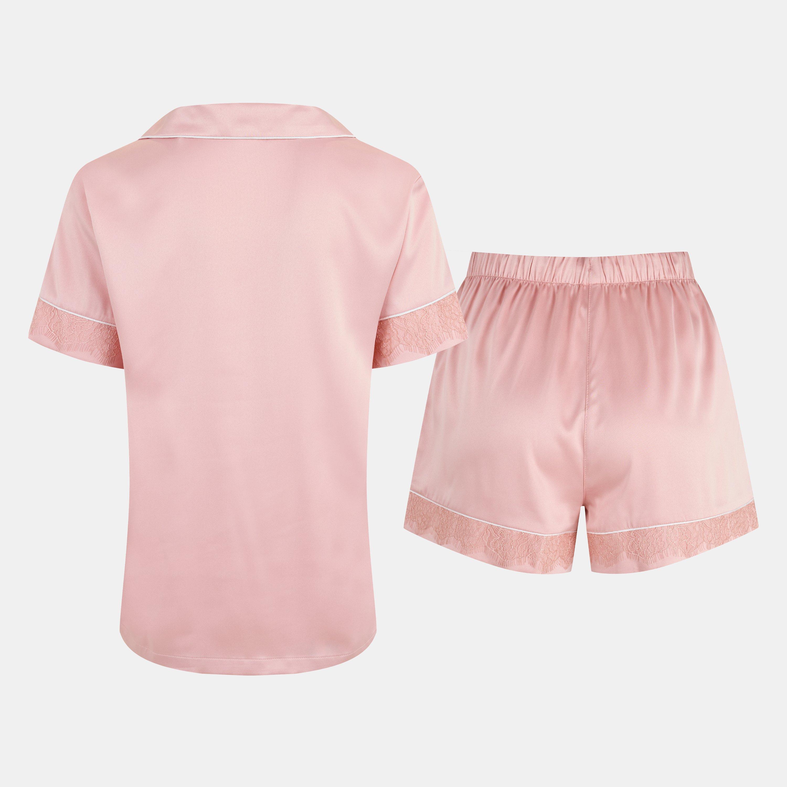 Chelsea Peers Satin Lace Short Sleeve Pyjama Set