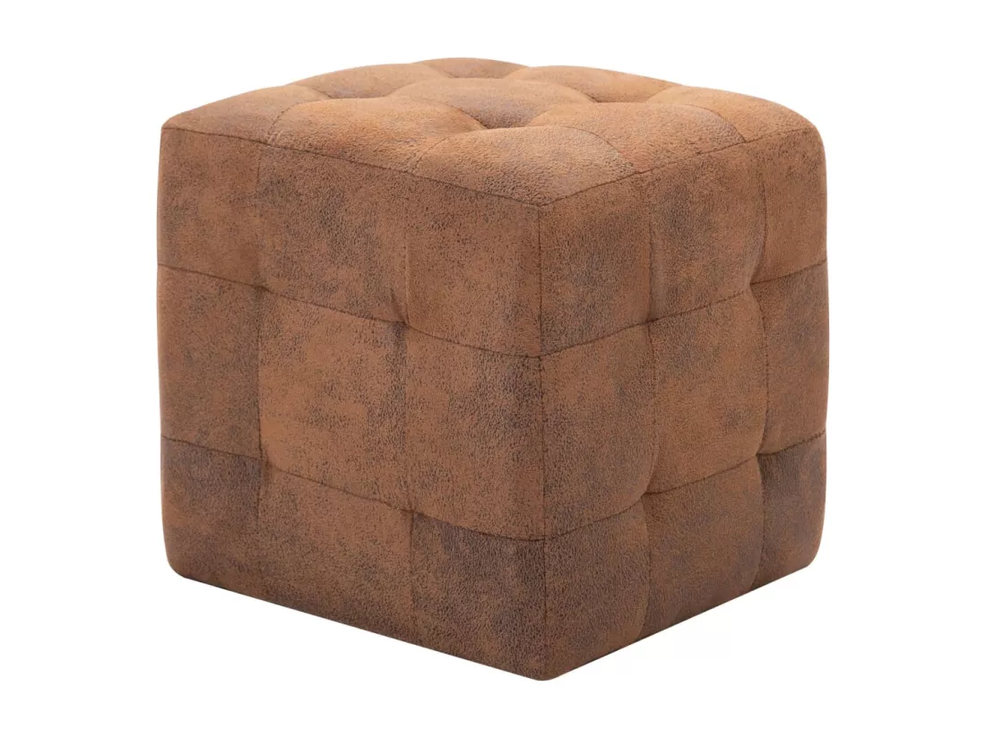 2 pcs Poufs Marron 30 x 30 x 30 cm Similicuir daim