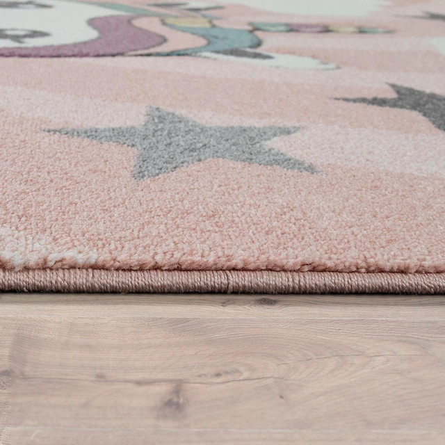 Paco Home Kinderteppich »Cosmo 395« rechteckig 12 mm Höhe 3D-Design, niedliches Einhorn Motiv, Pastell-Farben, Kinderzimmer