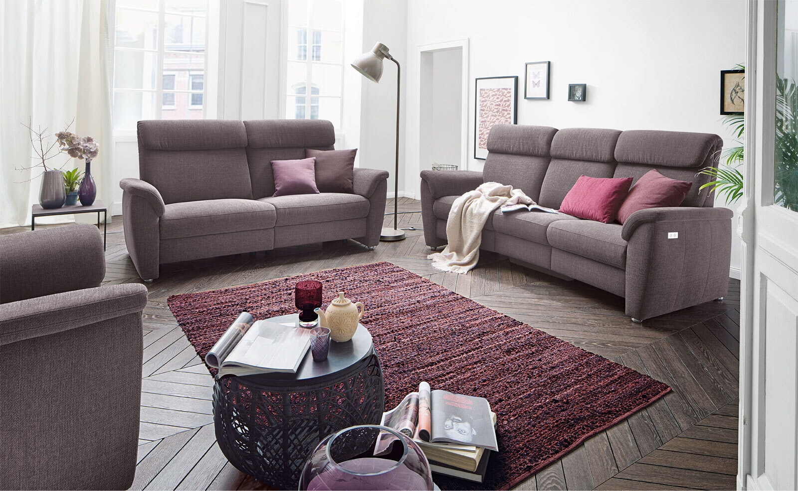 vito Sofa 2-Sitzer VOLLEY 168 x 97 cm Stoffbezug stonegrau