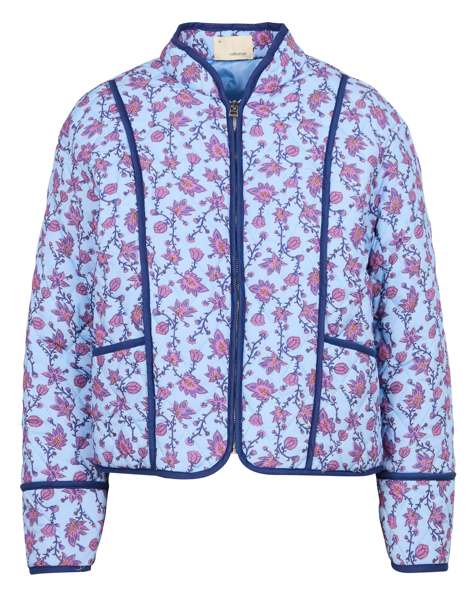 Veste col montant imprimée| Bleu