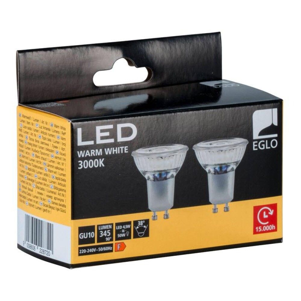 LYSPÆRE EGLO KLAR LED GU10 4,5 W 2 STK