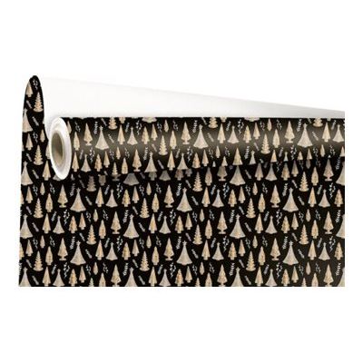 Logistipack Woody - Papier cadeau Kraft - 70 cm x 25 m - sapins or