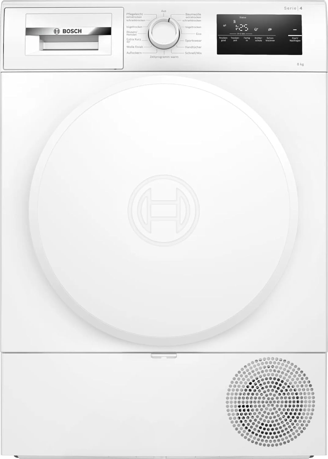Bosch WTH83VV4, Serie 4, Wärmepumpentrockner, 8 kg, AutoDry, Quick-40-Trocknen, Nachlegefunktion, Sensitive-Drying-System, Anti Vibration Design, 63 dB, LED-Display, Touch-Control, Zeitvorwahl