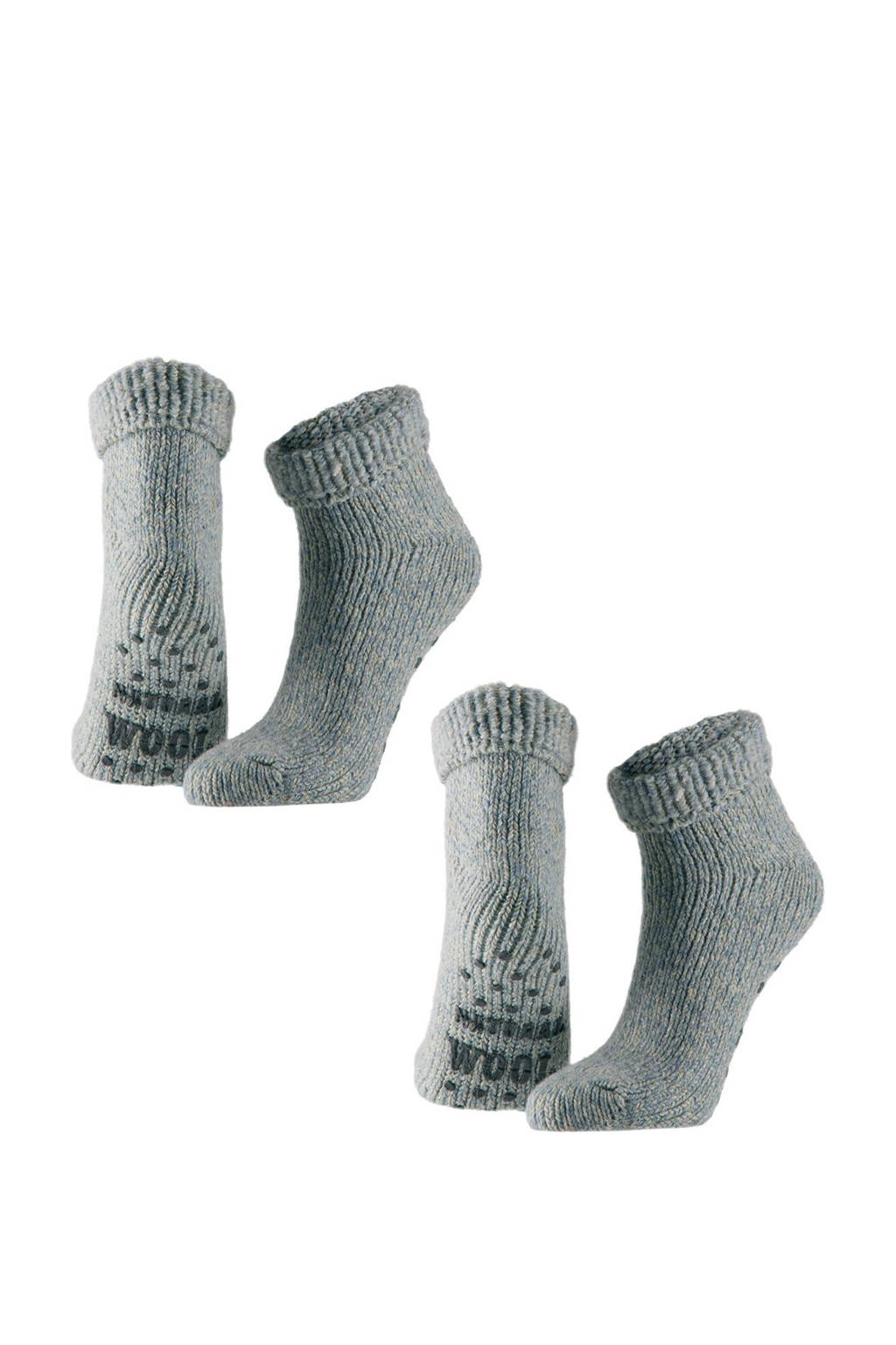 Apollo gemeleerde huisssokken - set van 2 grijs/blauw
