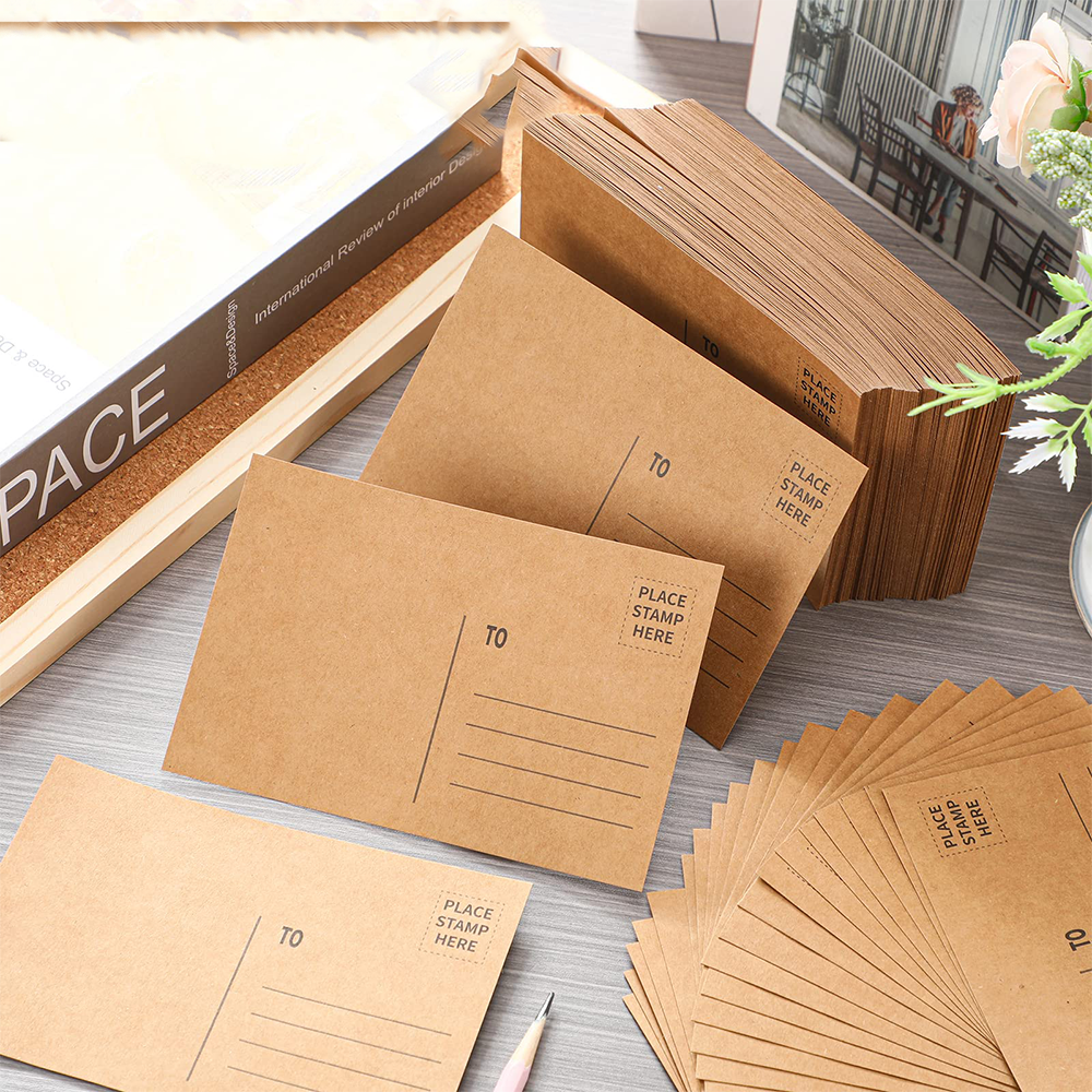 (300er Set) 10x15cm Kraftpapier Postkarten DIY Glückwunschkarten Bastel Grusskarten Blanco Einladungskarten - Braun