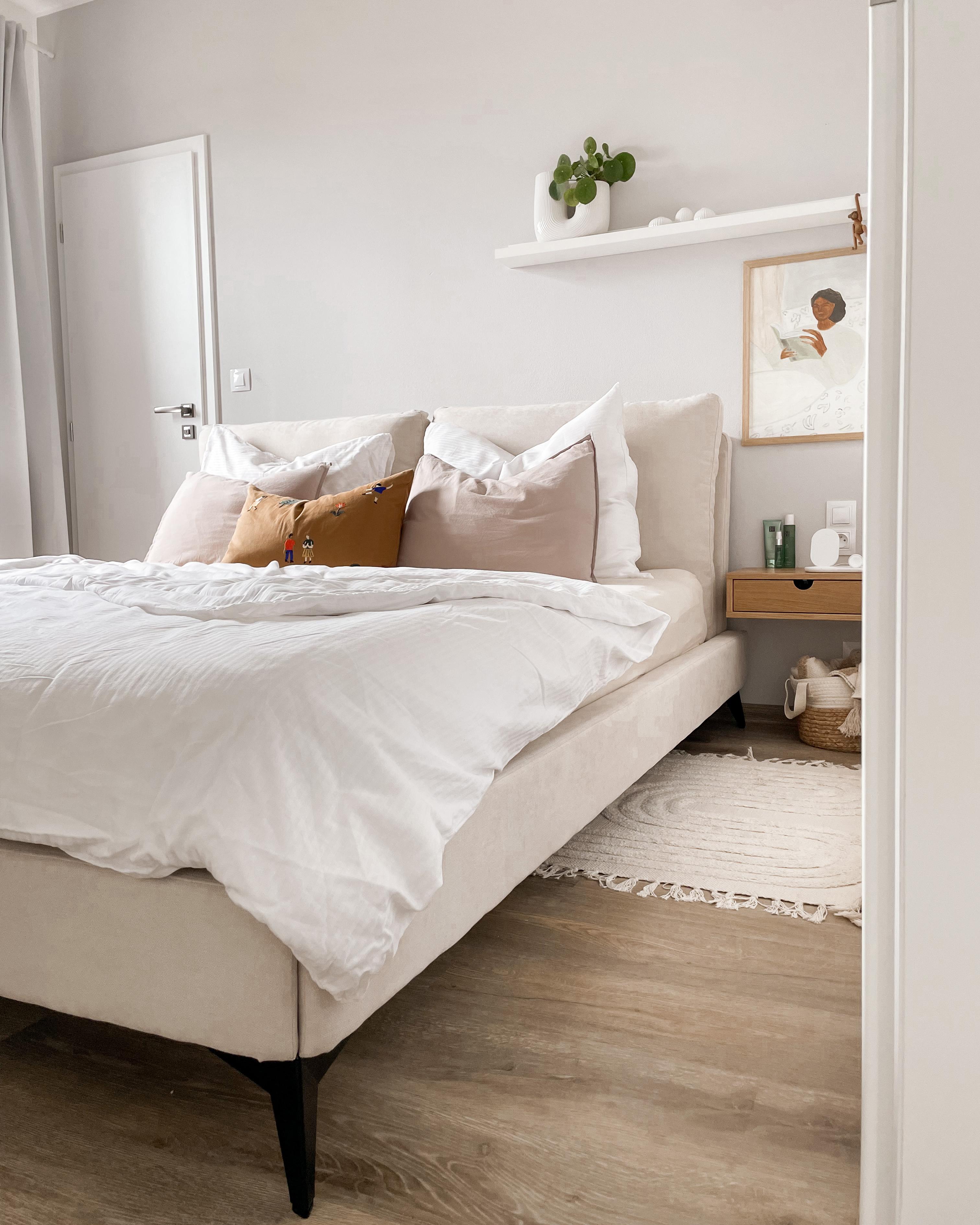 Bed Chenille MELLE 180 x 200 cm Lichtbeige