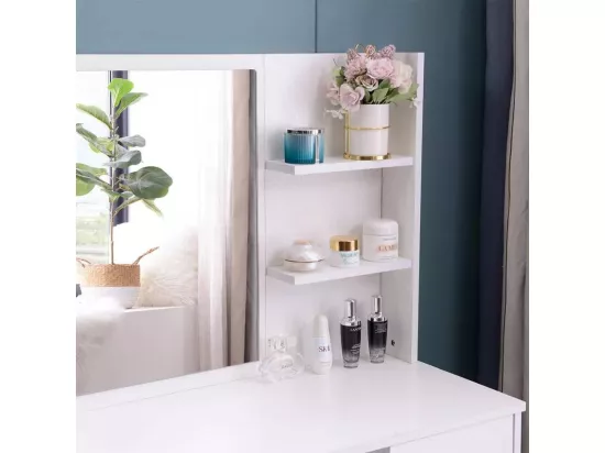 Coiffeuse table de maquillage avec miroir tiroir et tabouret ARIEL